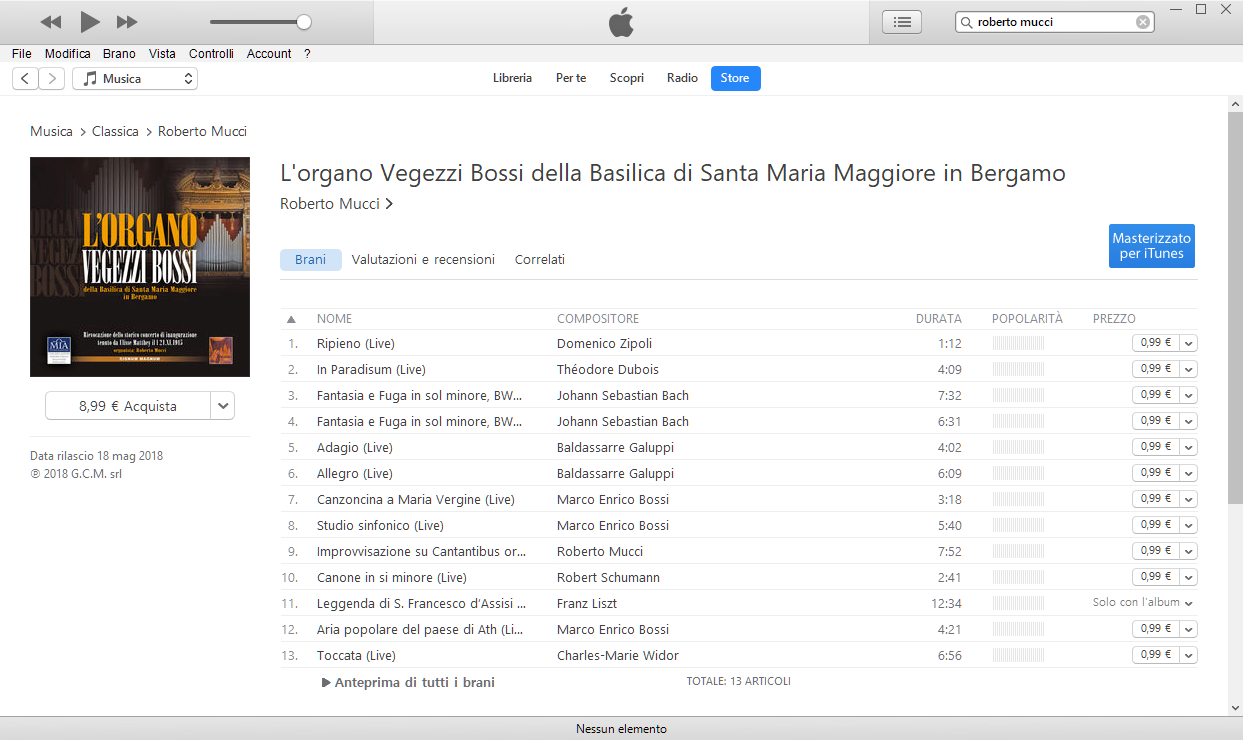 L'Organo della Basilica Roberto Mucci Mastered for iTunes